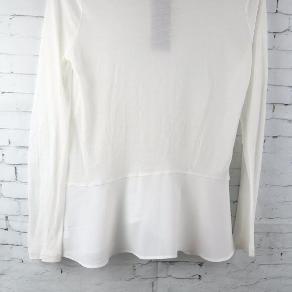 FRENCH CONNECTION WINTER WHITE LONG SLEEVE PEPLUM TOP WITH TIE DETAIL SIZE XS - Picture 10 of 10